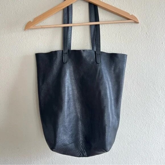 BAGGU Black Leather Basic Tote Bag - Picture 5 of 10